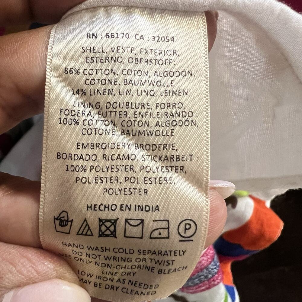 Vanessa Virginia Anthropologie Folk Art Dress Embroidered Floral Animals Size 0 - Picture 14 of 16